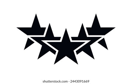 Iconos de calificación de calidad de cinco estrellas iconos de calificación de 5 estrellas símbolo de calificación de cinco estrellas ilustración vectorial de cliente opinión de producto icono plano para aplicaciones y sitios web. Vector negro comentarios del cliente