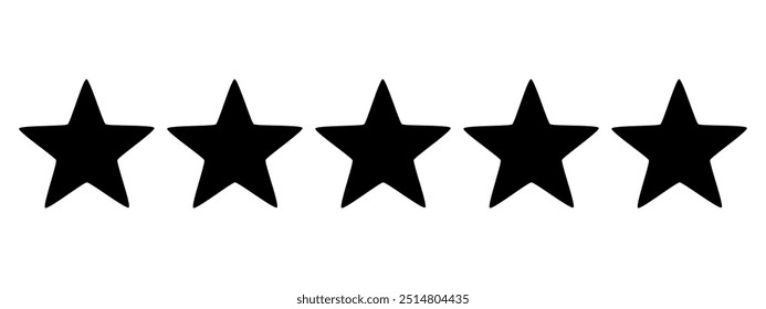 Black five stars, vector icon