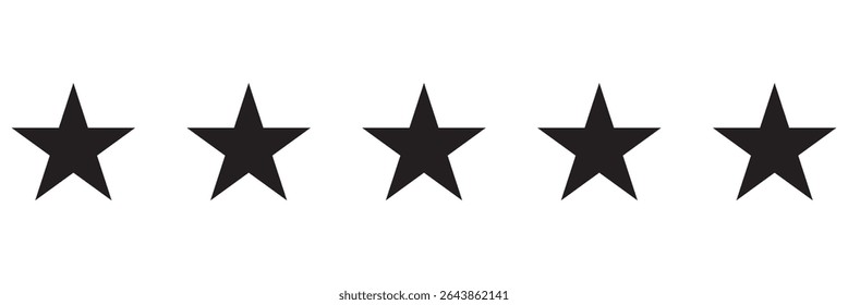 Black five stars, vector icon. 