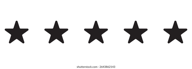 Black five stars, vector icon. 