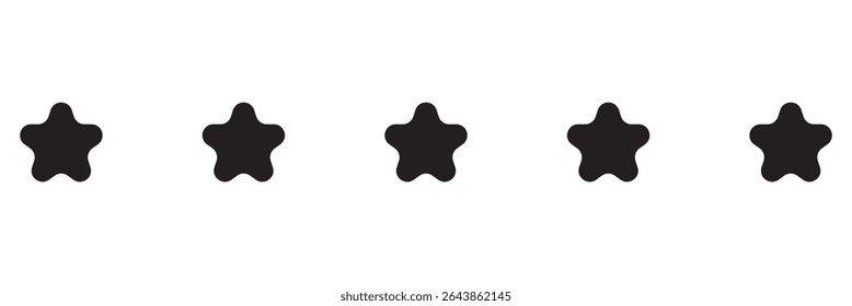 Black five stars, vector icon. 