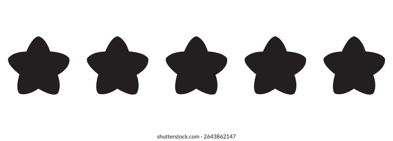 Black five stars, vector icon. 