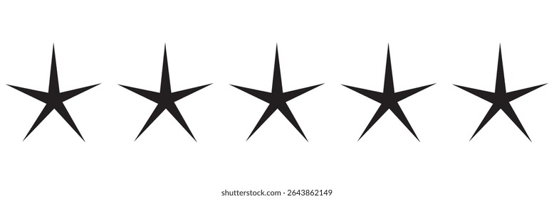 Black five stars, vector icon. 
