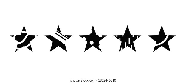 Black five stars vector set