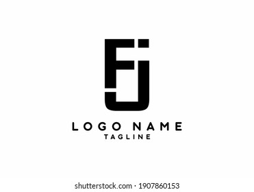 Diseño del logotipo de las letras iniciales de FJ en negro