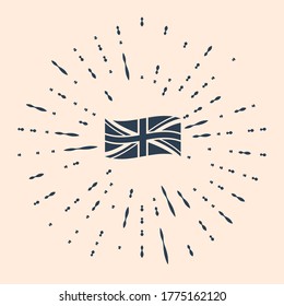 Black Flag Of Great Britain Icon Isolated On Beige Background. UK Flag Sign. Official United Kingdom Flag Sign. British Symbol. Abstract Circle Random Dots. Vector Illustration