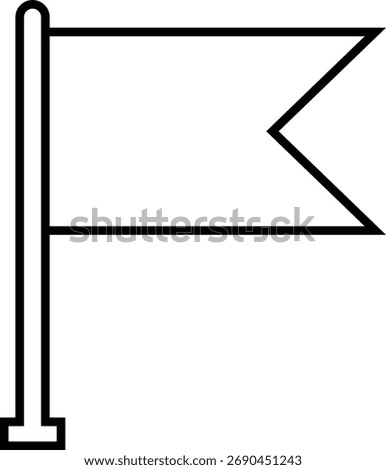 Black flag icon of flagpole symbols in line style, minimalist banner, pennant, marker, and sign design vector illustration, silhouette and outline black vector