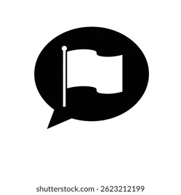 Black Flag Icon Inside A Speech Bubble Minimalist Vector Illustration