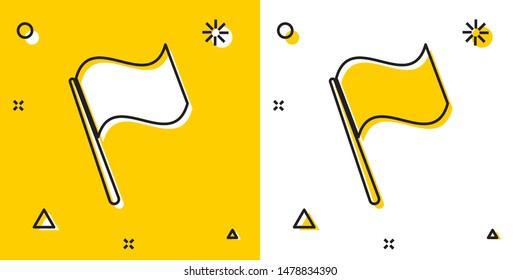 Black Flag icon isolated on yellow and white background. Random dynamic shapes. Vector Illustration