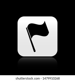 Black Flag icon isolated on black background. Square button vector Illustration
