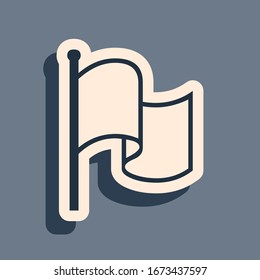 Black Flag icon isolated on grey background. Long shadow style. Vector Illustration