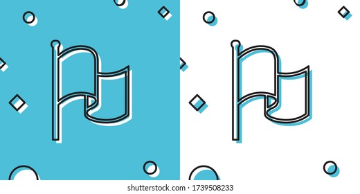 Black Flag icon isolated on blue and white background. Random dynamic shapes. Vector Illustration