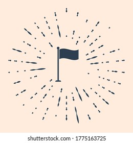 Black Flag icon isolated on beige background. Location marker symbol. Abstract circle random dots. Vector Illustration