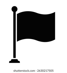 Black flag icon simple silhouette showing symbol of protest or rebellion on white background