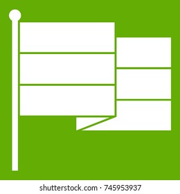 Black flag icon white isolated on green background. Vector illustration