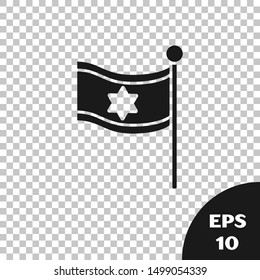 Black Flag of Israel icon isolated on transparent background. National patriotic symbol.  Vector Illustration