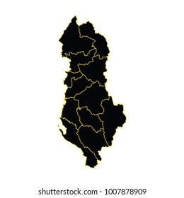 Black Flag Map of Albania, High detailed vector map with counties/regions/states - Albania.