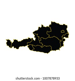 Black Flag Map of Austria, High detailed vector map with counties/regions/states - Austria.