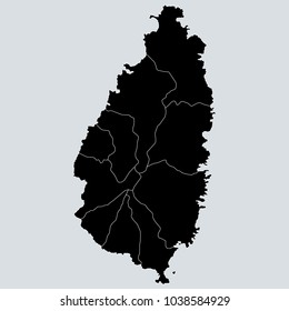 Black Flag Map of Saint Lucia