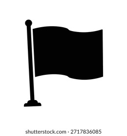 Bandera negra en asta de bandera ondeando contra fondo blanco Vector de silueta simple
