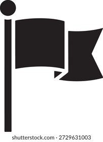 Bandeira preta no polo isolado no fundo branco, ilustração
