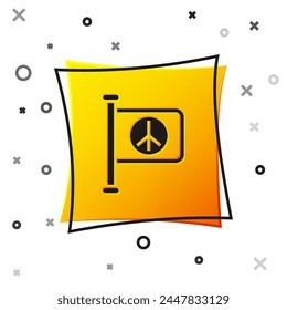 Black Flag peace icon isolated on white background. Hippie symbol of peace. Yellow square button. Vector