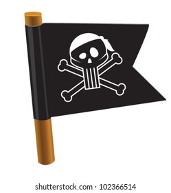 Black flag with pirate symbol. Vector illustration