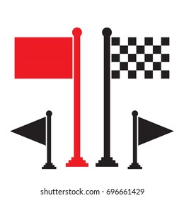 Black flag and red flag vector icon isolated on white background. Long shot