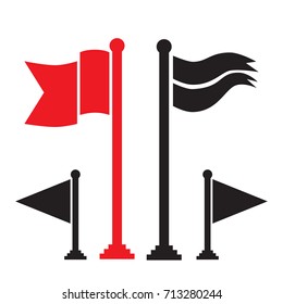 Black flag and red flag vector icon isolated on white background. Long shot