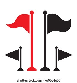 Black flag and red flag vector icon isolated on white background. Long shot