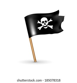black flag with skull, pirates, vector illustration