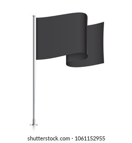 Black flag template. Clean horizontal waving flag, isolated on background. Vector flag mockup.