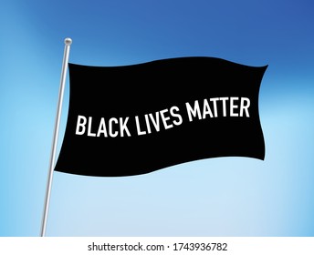 black flag with the text Black lives matter against blue background