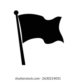 Black flag waving on a pole simple silhouette vector icon graphic element design