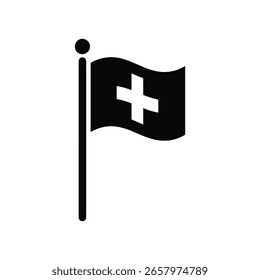 Eine schwarze Flagge mit weißem Kreuz, Vektorsymbol