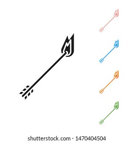 Black Flame arrow icon isolated on white background. Hipster arrow icon. Set icons colorful. Vector Illustration