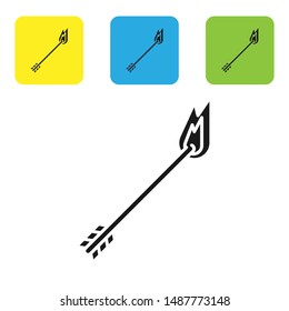 Black Flame arrow icon isolated on white background. Hipster arrow icon. Set icons colorful square buttons. Vector Illustration