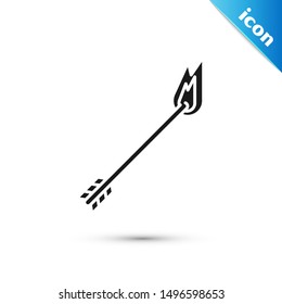 Black Flame arrow icon isolated on white background. Hipster arrow icon.  Vector Illustration