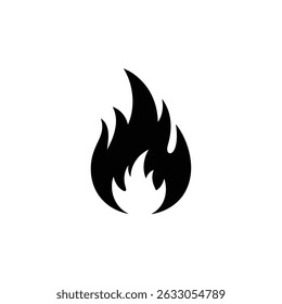 Black flame icon fire symbol burning hot.