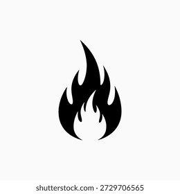Schwarze Flamme Symbol Illustration. Feuersymbol für Gefahren-, Warn-, Wärme-, Energie- und Brennkonzepte.