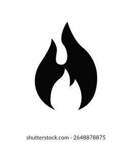 Icono negro de la llama aislado en el fondo blanco – símbolo del fuego del Vector