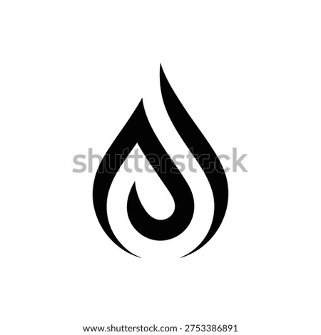 Black flame icon on for design