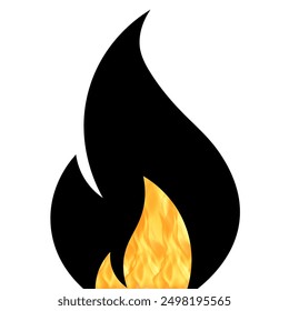 Black flame icon with a touch of orange and yellow fire.