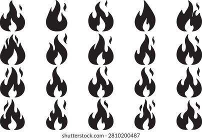 Black flame icons arranged in rows on white background