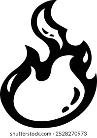 Black flame illustration design asset