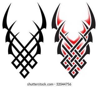 Black flames for tattoo and tribal, vector illustration on white
