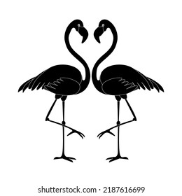 Black Flamingo logo icon isolated onwhite background.