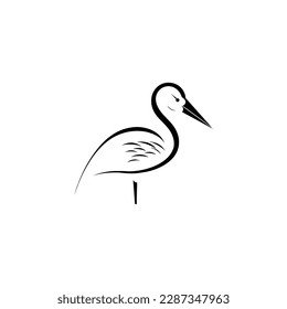 Black Flamingo logo icon isolated on white background