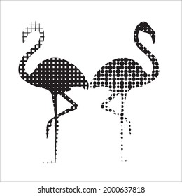 schwarzer Flamingo auf weißem Hintergrund