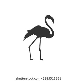 Black flamingo silhouette vector on a white background